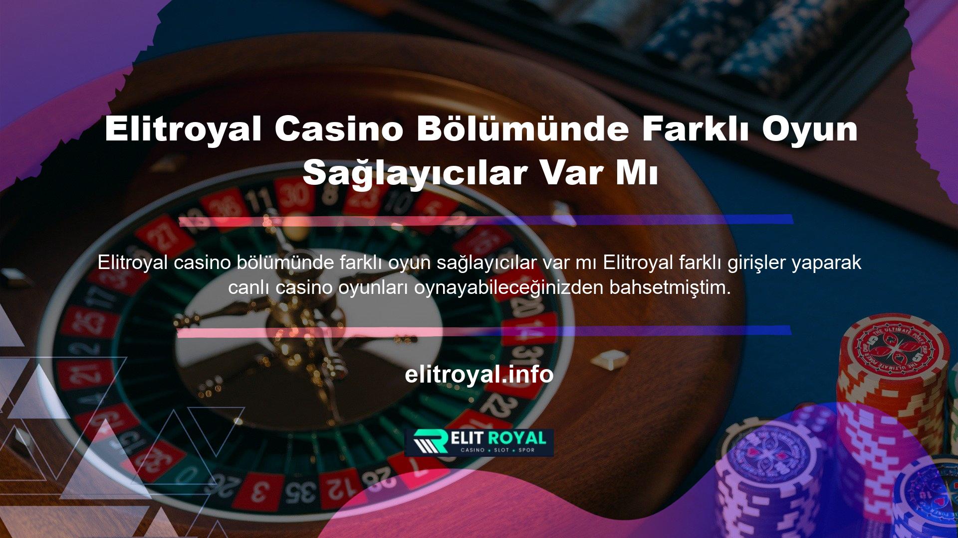 Sitenin casino oyun sağlayıcıları genellikle sayfanın sol tarafında listelenir