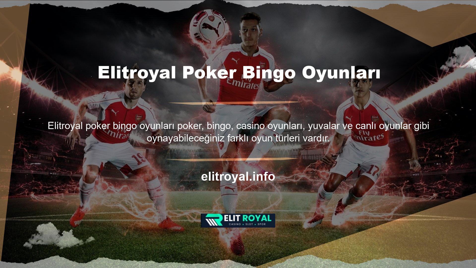 Poker Oyunları bölümü Texas Hold'em, Türk Poker, Omaha Hold'em ve Omaha Hiro gibi çeşitli oyunlar sunarken, Canlı Casino Oyunları bölümünde Baccarat, Blackjack ve Rulet gibi seçenekler var